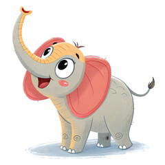 Cute elephant in flat cartoon style