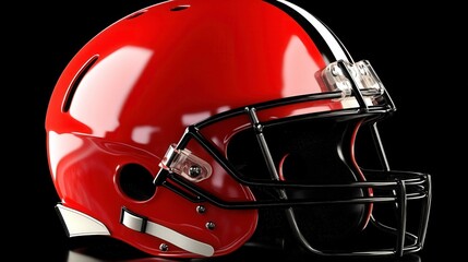 Naklejka premium A glossy brown football helmet with a black faceguard, designed for sports safety and performance.