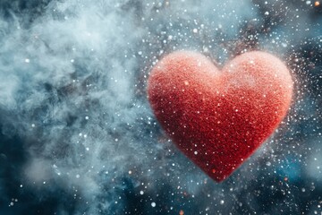 Fototapeta premium A sparkling heart shape surrounded by a misty, cosmic background.