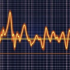 Naklejka premium A heart rate monitor screen showing a steady pulse with clear, readable digital output in a modern clinic setting
