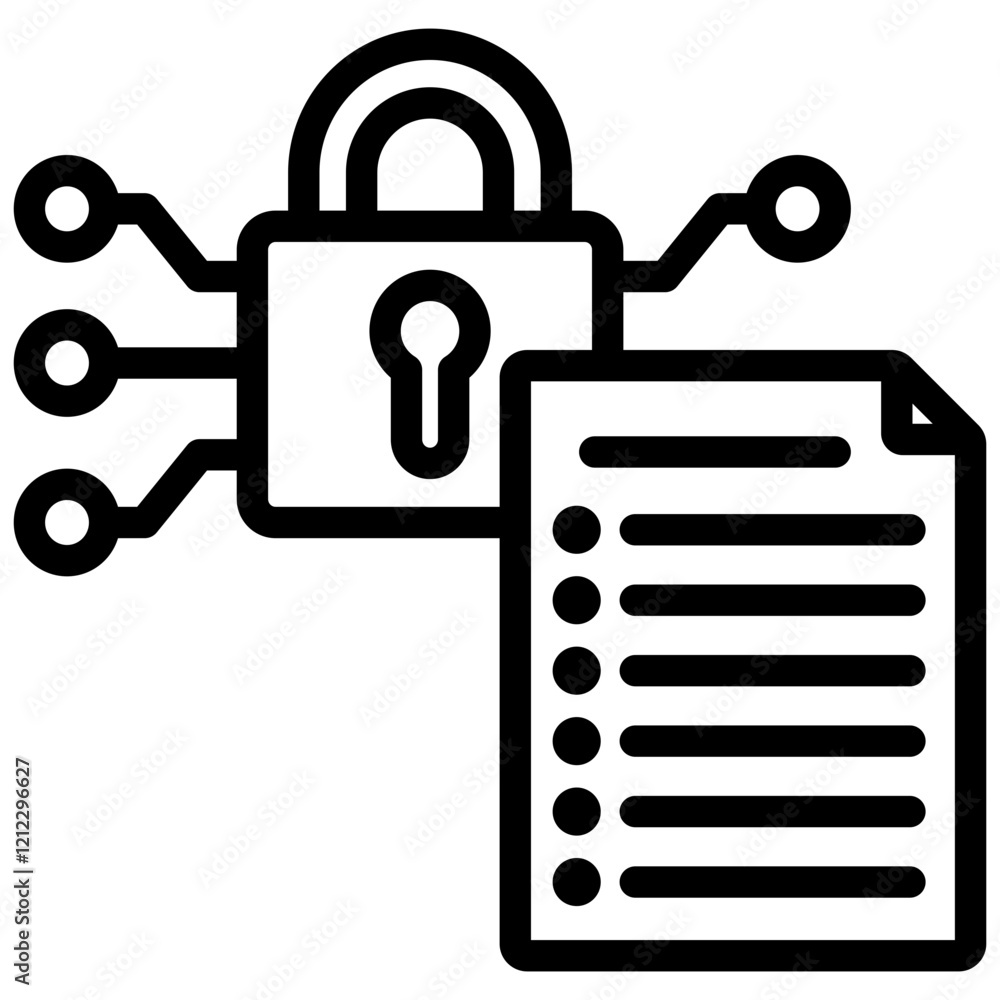Poster cyber security framework outline icon