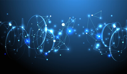 Template for science and technology presentation. Plexus style background.