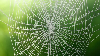 Obraz premium Warm sunlight highlighting the intricate details of a spiderweb in a garden.