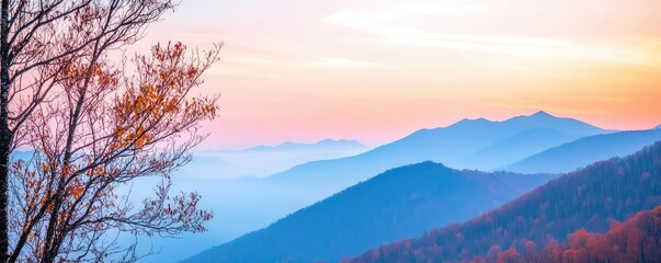 Fototapeta premium Smoky mountains with muted hues, contrasting natural beauty and PM 2.5 pollution