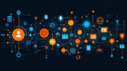Obraz premium Technology Network Connection Diagram