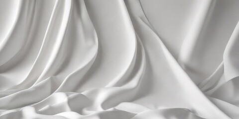 Obraz premium Minimal white fabric background with smooth waves, cloth, neutral, sleek