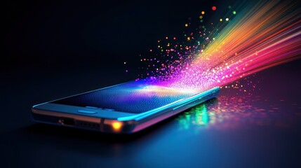 Smartphone Emitting Rainbow Light
