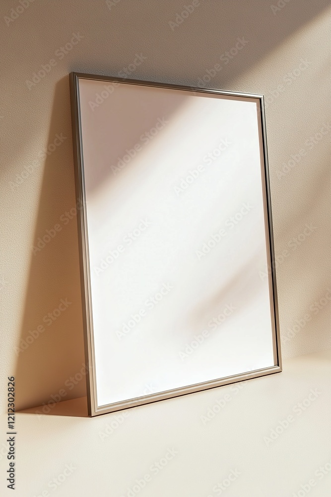 Aufkleber a stylish nordic-style frame is elegantly suspended in front of a soft beige gradient background. id