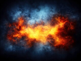 Fototapeta premium A vibrant explosion of fiery orange and yellow hues amidst dark smoky clouds.
