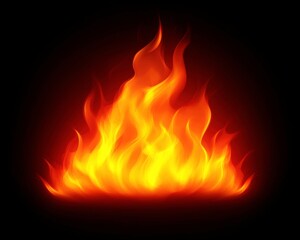 Fototapeta premium A stylized flame graphic on a black background, representing fire and warmth.