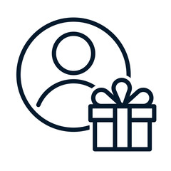 The concept of a bonus program, a reward for the user. Vector linear icon isolated on white background.