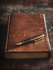 Stationery Notebook with a Golden Pen Write Tool Luxery Leather Journal