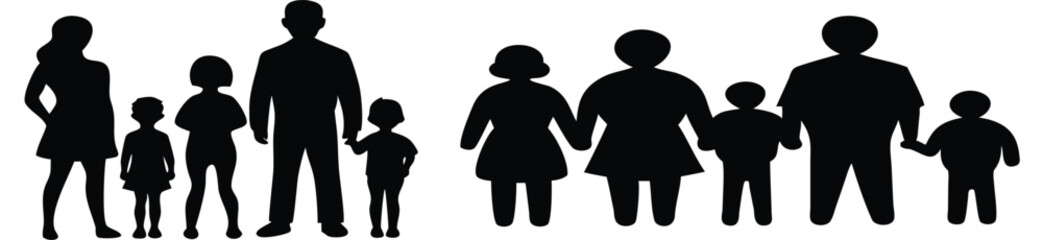 Family silhouette vector with parents