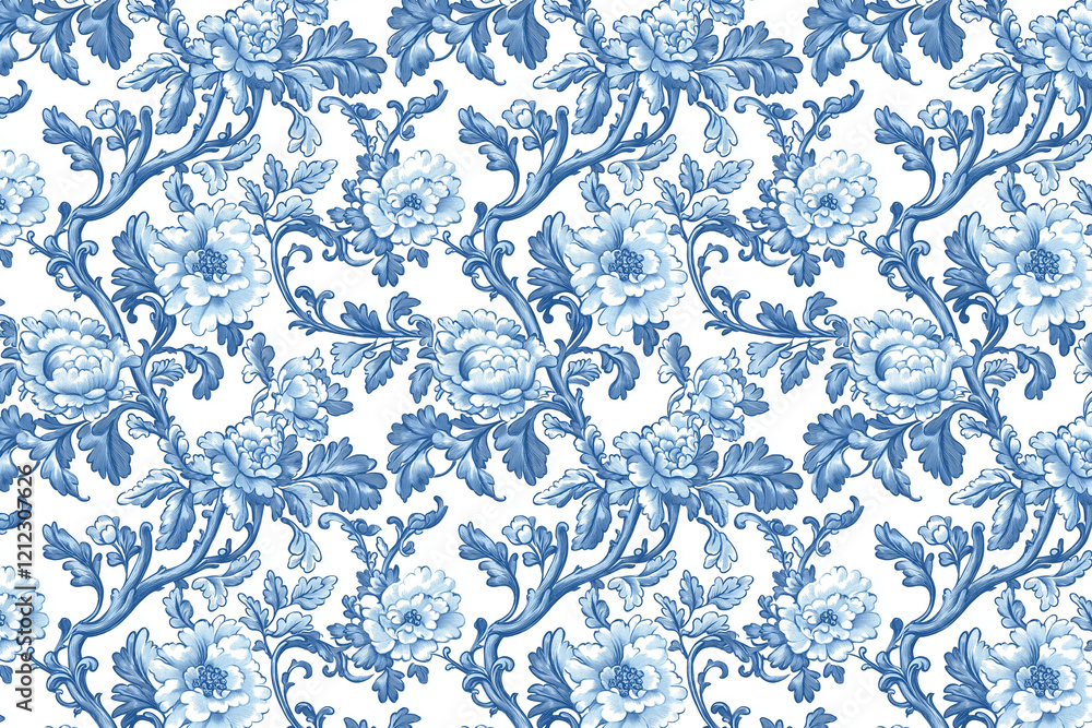Poster floral toile tapestry pattern. vintage botanical wallpaper pattern. background image. created with g