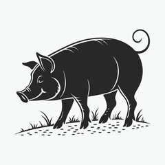 Fototapeta premium Cute Black and White Pig Silhouette for Design Projects
