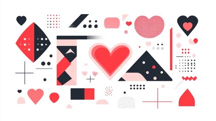 Colorful Abstract Heart Shapes, Digital Art, Graphic Design, Modern Aesthetic, Vibrant Colors, Love Concept