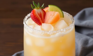 Refreshing summer cocktail with fruit garnish