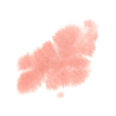 Watercolor spots of peach and terracotta color. Abstract background of paints. Painted template of blurred drops. Drawing on canvas. Clipart for greeting card, label, wedding invitation