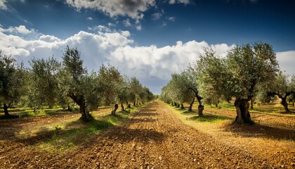 majestic olive grove under cloudy sky capturing mediterranean essence