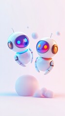 Fototapeta premium Minimalist ui design with chatbot icons in speech bubbles
