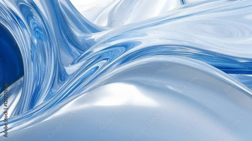 Poster dynamic flowing blue abstraction with fluidity and movement in elegant contemporary design