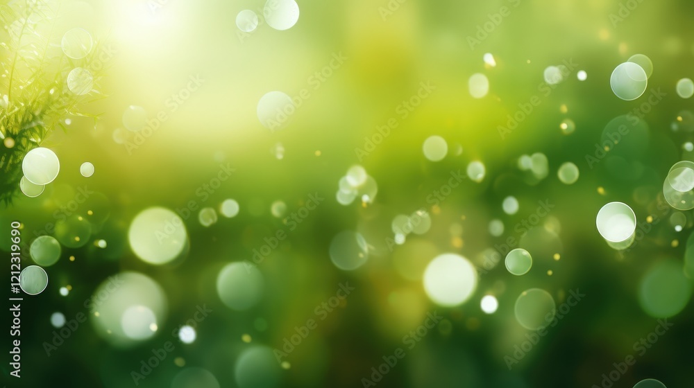 Poster radiant green bokeh with soft light highlights create an abstract background perfect for nature them
