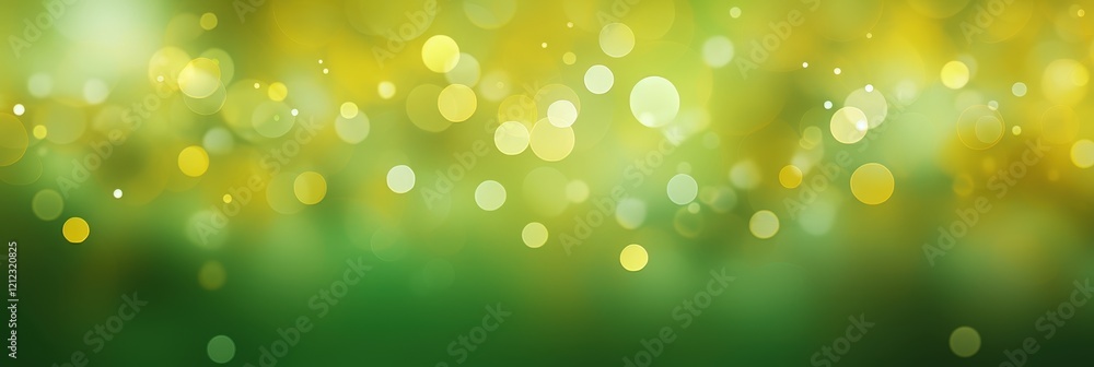 Poster green bokeh abstract background with soft light and sparkling circles, ideal for design, wallpaper, 