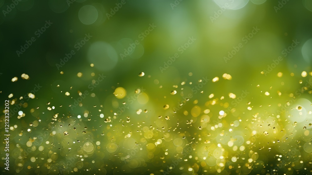 Poster abstract green bokeh light background with sparkling glitter effects for creative design and graphic