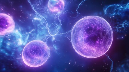 Naklejka premium Network protection with connected data spheres and holographic effects
