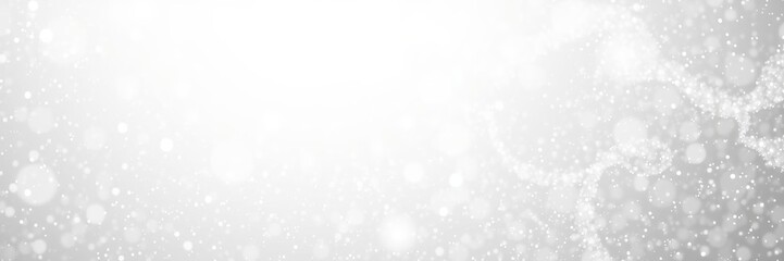 Shimmering Christmas background with falling white powder dust and magical shining particles, fine, light