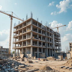 Fototapeta premium picture of a building at a construction site