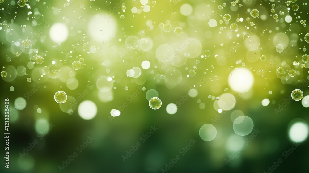 Poster abstract green bokeh background with soft light circles and gentle blur effect for creative designs 