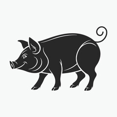 Fototapeta premium Cute Black and White Pig Silhouette for Design Projects