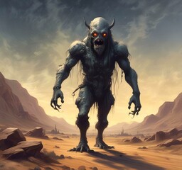 Naklejka premium Illustration of dusty spooky monster