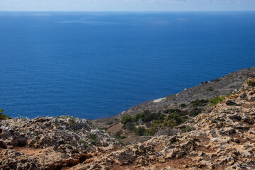 Mediterranean cliffs with a view of the sea, rock texture