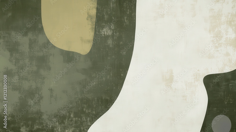 Poster abstract textured patterns in muted olive green background digital art modern art minimalist style c