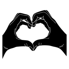Fototapeta premium Black Hands Heart Silhouette Vector Illustration on Transparent Background