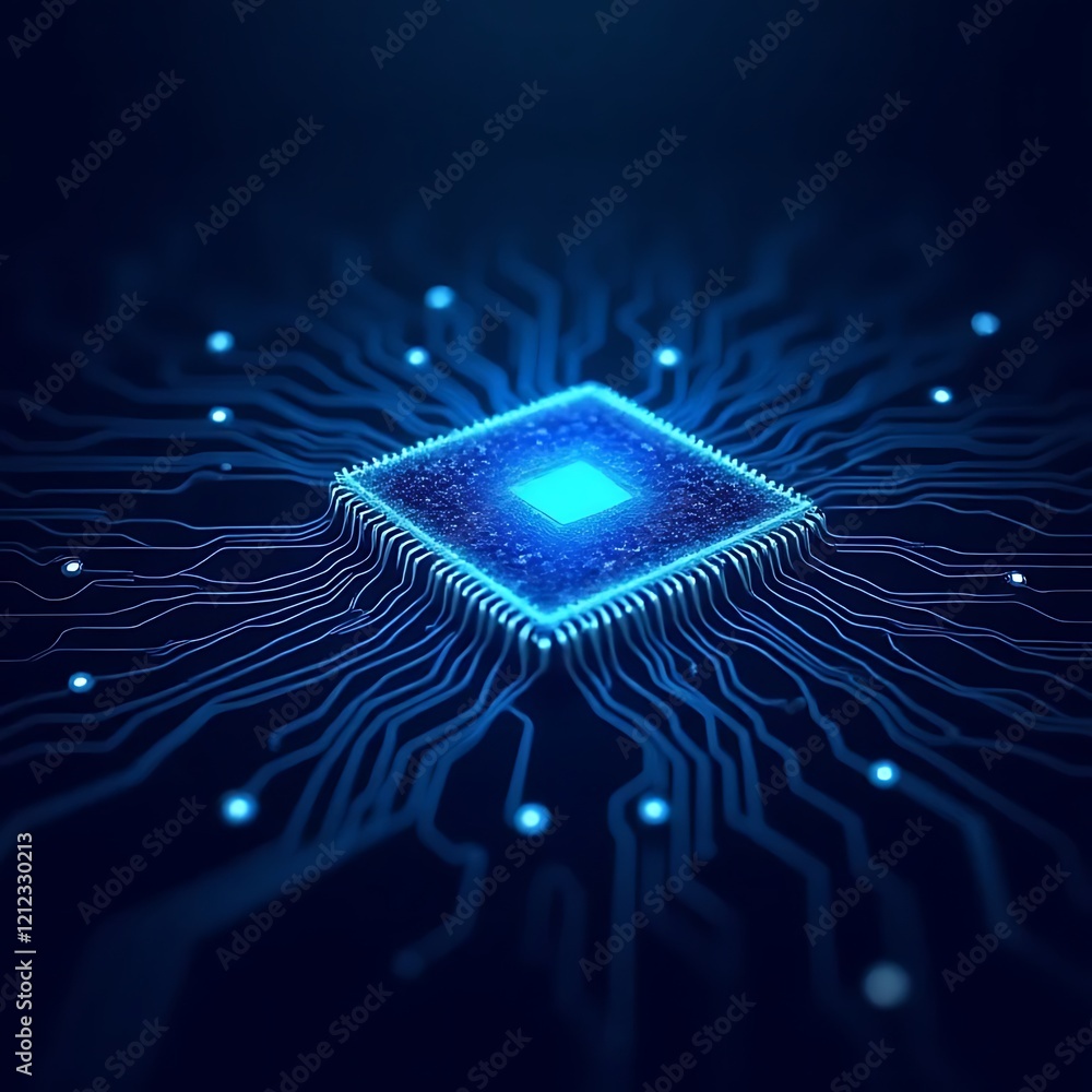 Poster central processing unit: a close-up, digitally enhanced image showcases a central processing unit (c