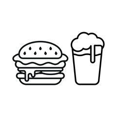 Beer drink and hamburger food icon with a sleek and modern flat design
