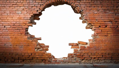 brick wall with a large hole exposing blank space for creativity transparent