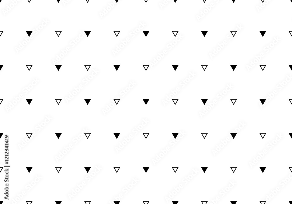 Poster black and white pattern with triangles. seamless black and white pattern with small triangles. black
