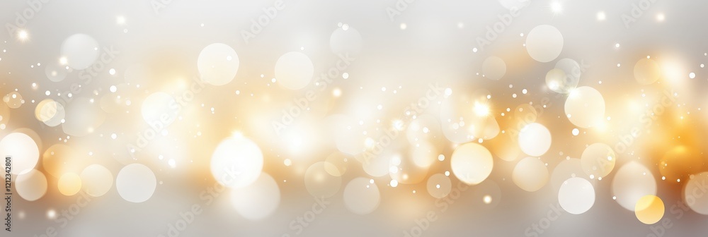 Poster abstract light bokeh background with soft blurred elements in shades of white and gold for creative 