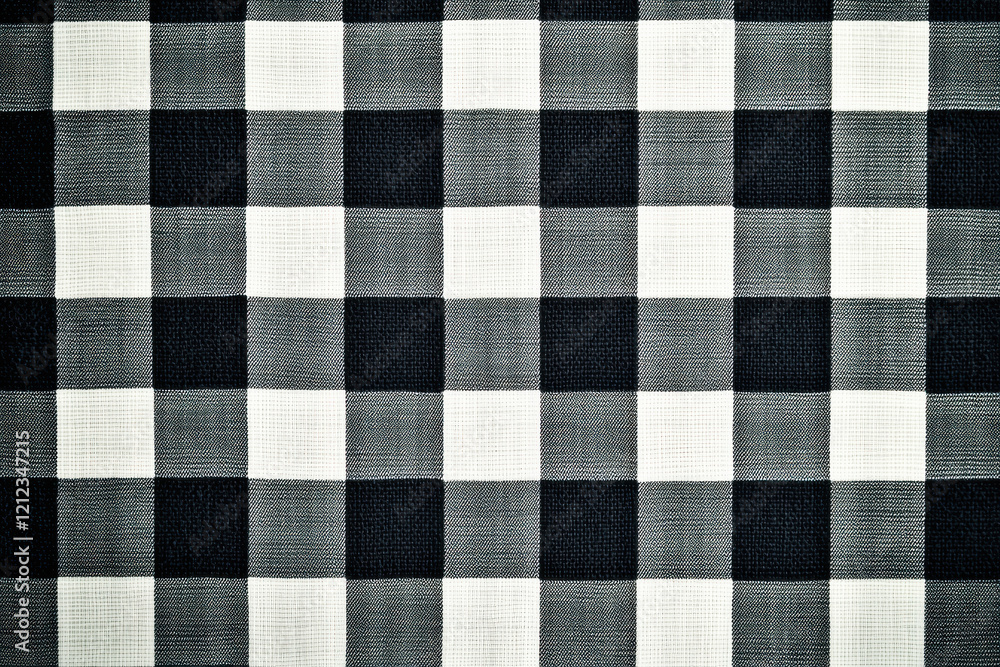 Poster timeless gingham pattern with alternating black and white squares in a symmetrical grid design for v