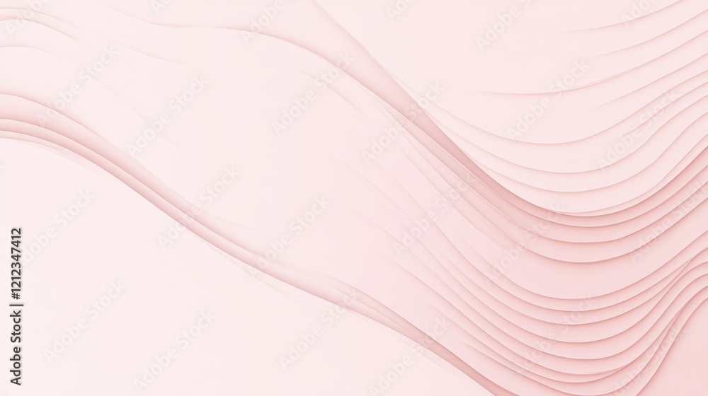 Poster minimalist curved patterns on pale pink background abstract art digital design soft aesthetic close-