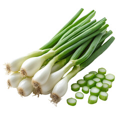 Fresh Green Onions Scallions Bunch Spring Onions Sliced Vegetable Food Culinary Ingredient Healthy