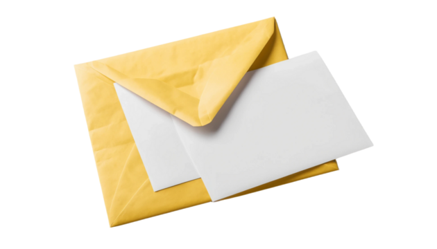 Blank white paper on a yellow envelope png