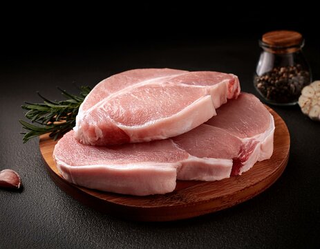 fresh pork cutlets ready for cooking