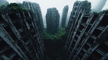 Obraz premium Reclaimed City Natures Conquest of Urban Ruins