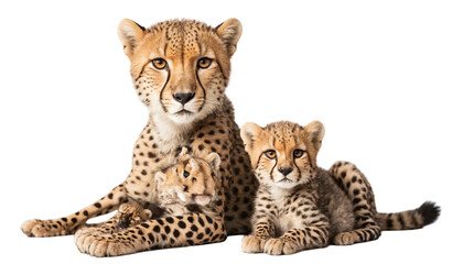 Obraz premium Cheetah and a little cute cheetah cub png 