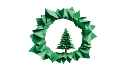 Christmas tree shaped green hole torn through paper png 